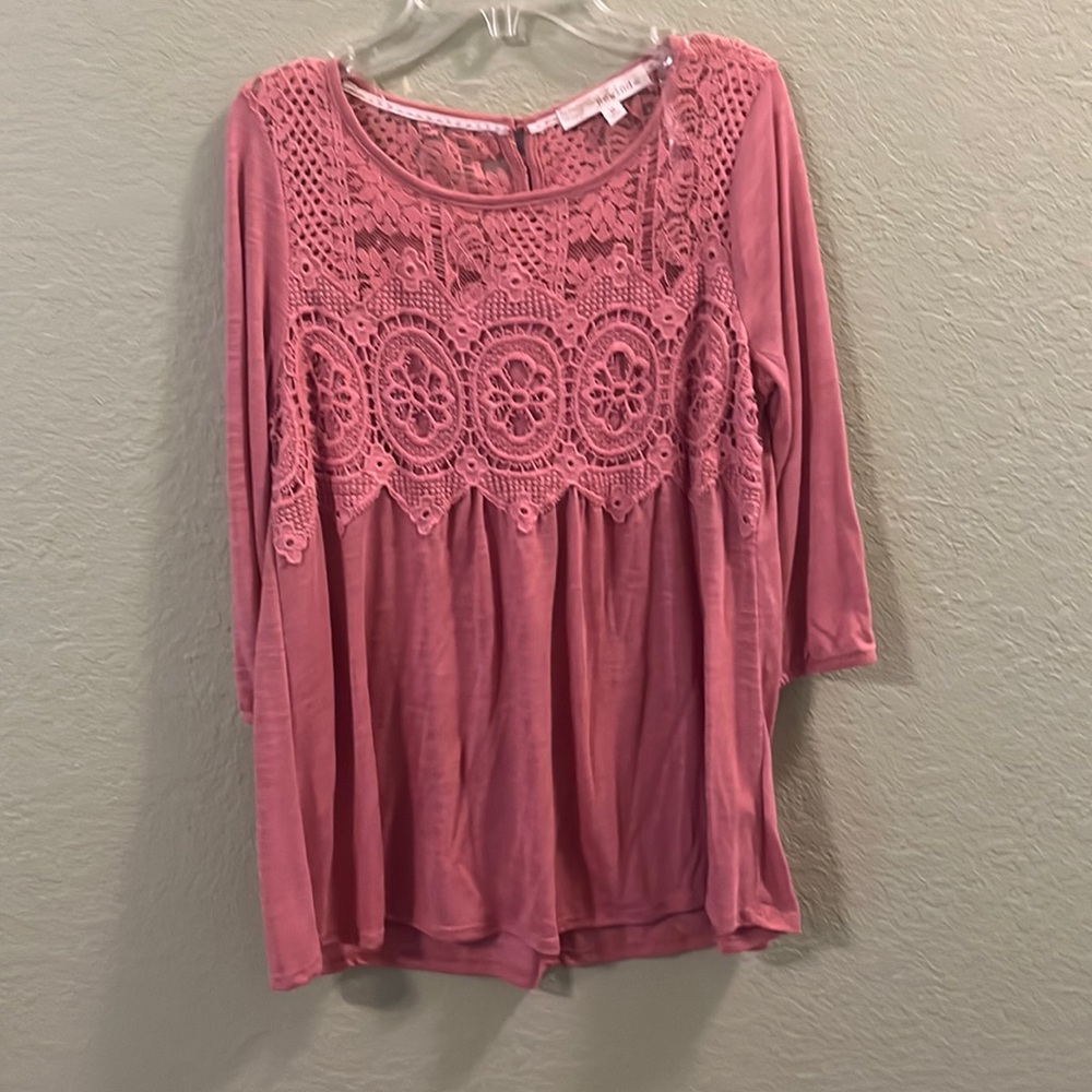 Pink Shirt with lace neckline